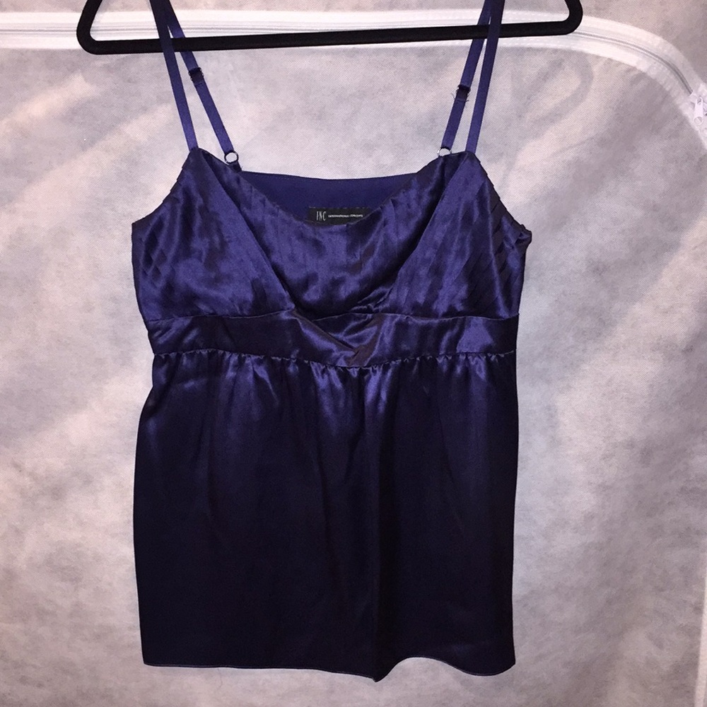 INC silk navy blue tank top.
